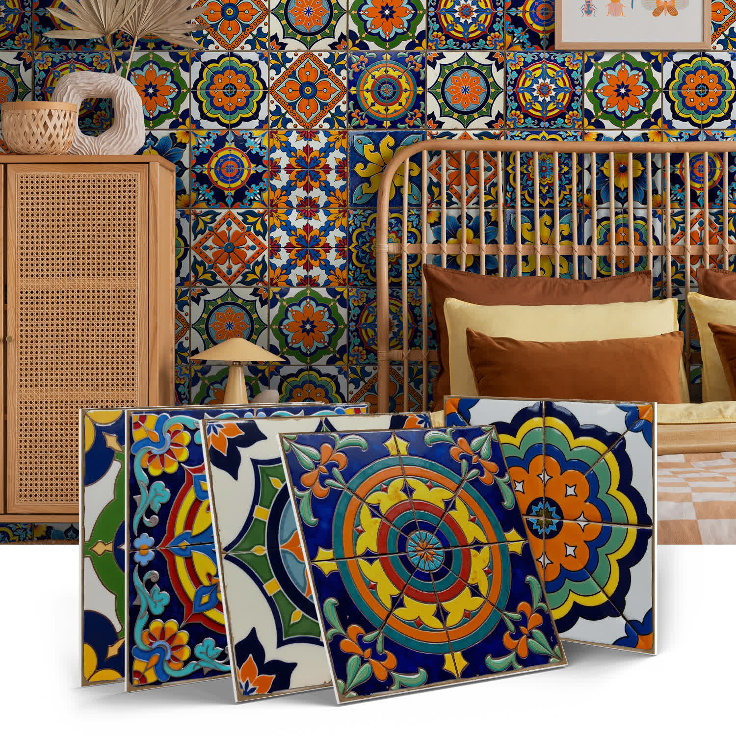 PET Foam Colorful Talavera Tile Wall Decals