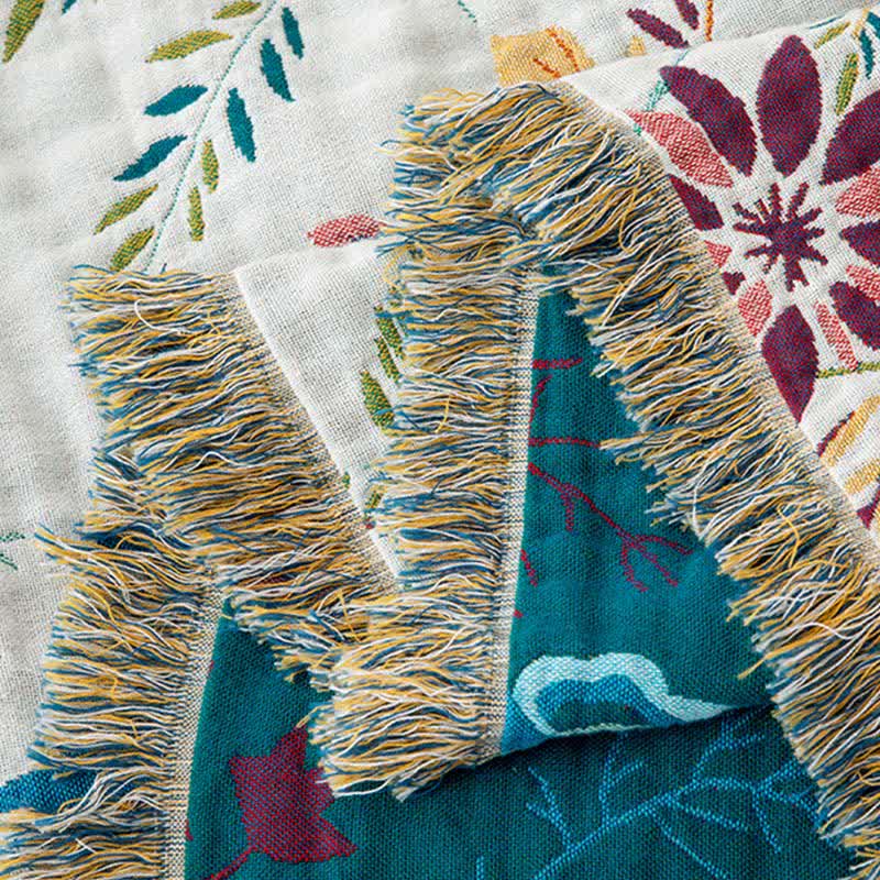 Flower vine Natural Cotton Tassel Quilt