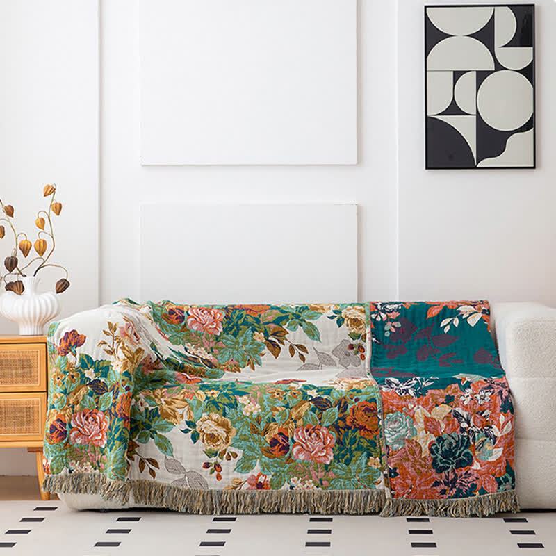 Wonderland Flower Natural Cotton Tassel Quilt