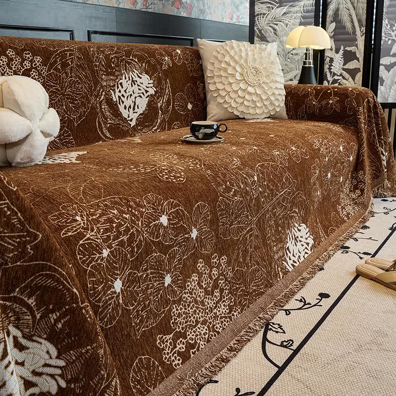 Rustic Floral Reversible Sofa Throw Blanket