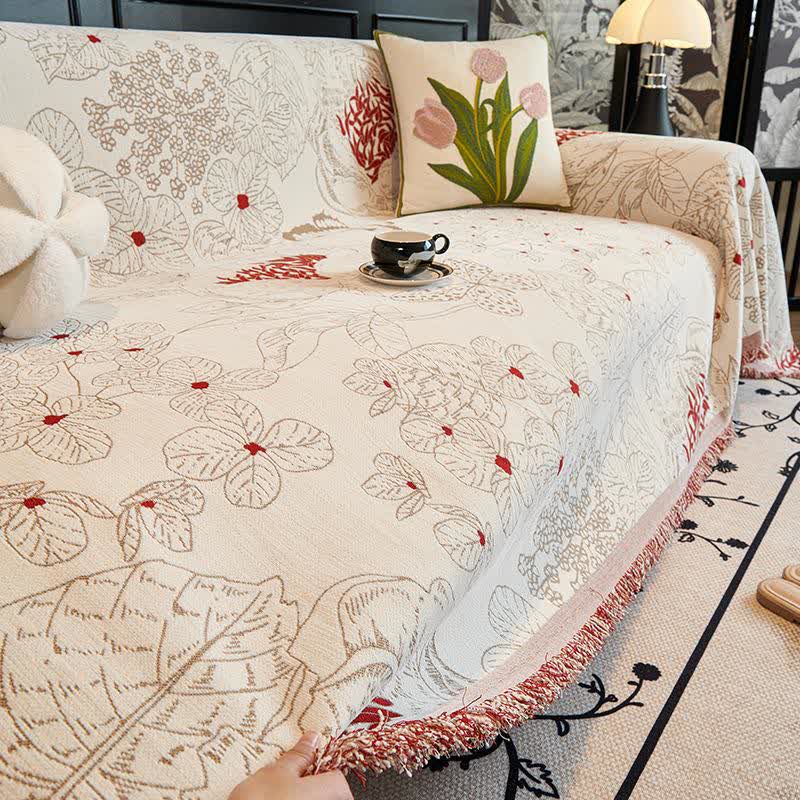 Rustic Floral Reversible Sofa Throw Blanket
