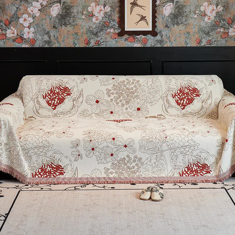 Rustic Floral Reversible Sofa Throw Blanket