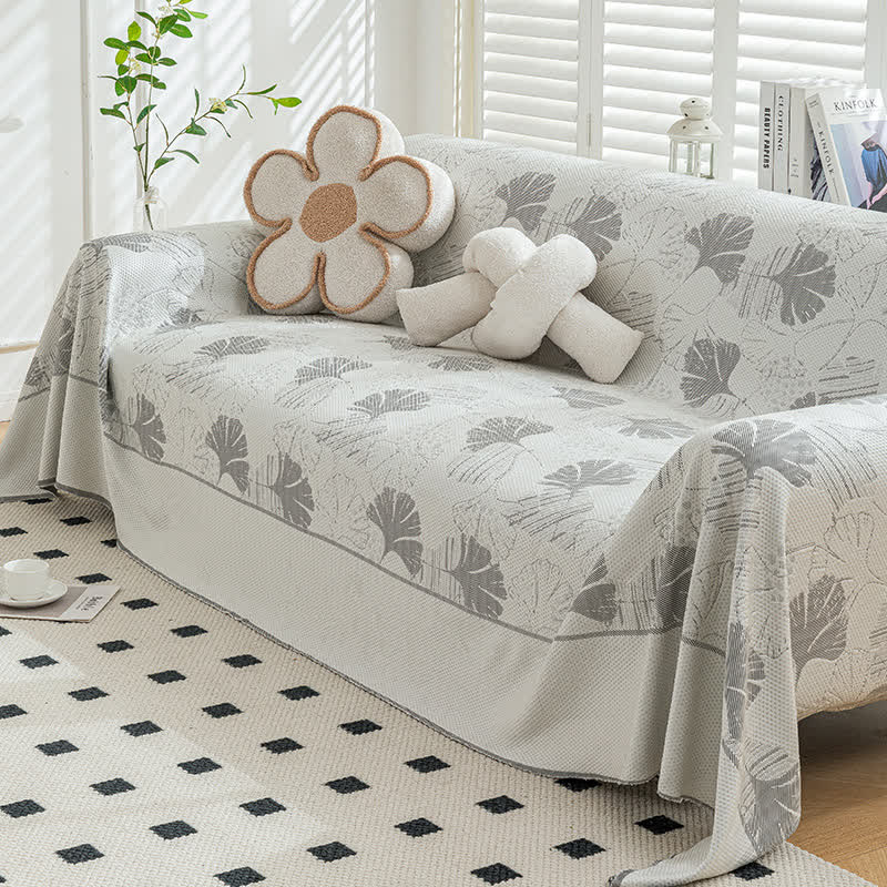 Ginkgo Leaf Ice Silk Sofa Protector