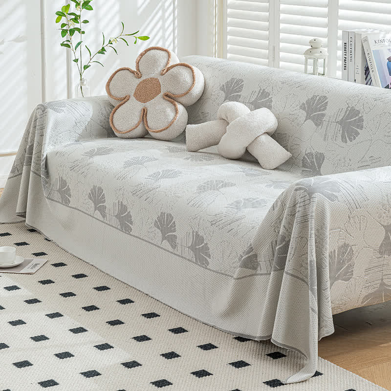 Ginkgo Leaf Ice Silk Sofa Protector