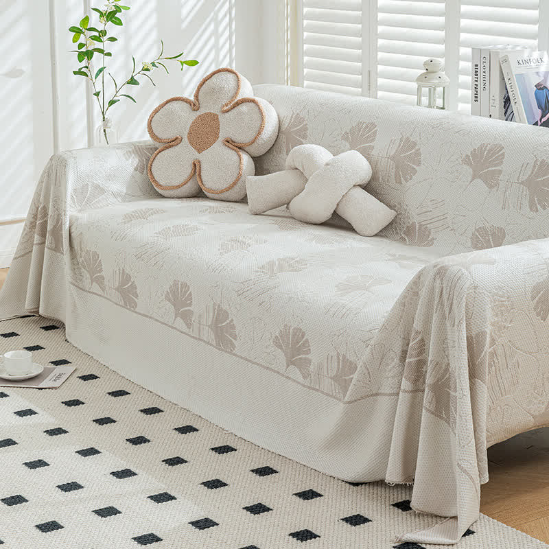 Ginkgo Leaf Ice Silk Sofa Protector