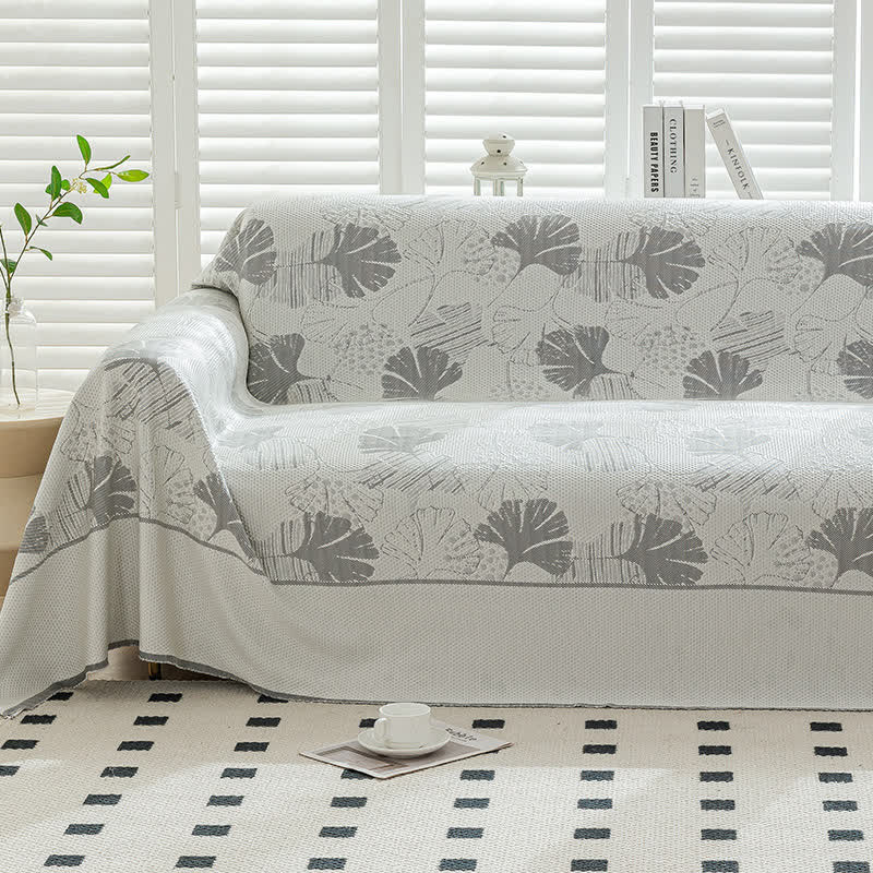 Ginkgo Leaf Ice Silk Sofa Protector