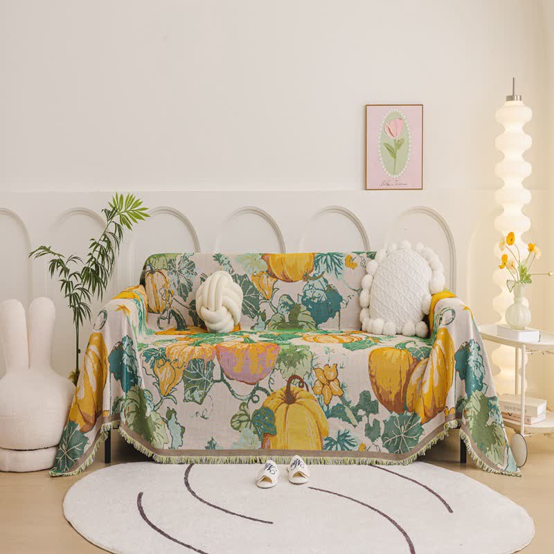 Harvest Pumpkin Sofa Throw Blanket