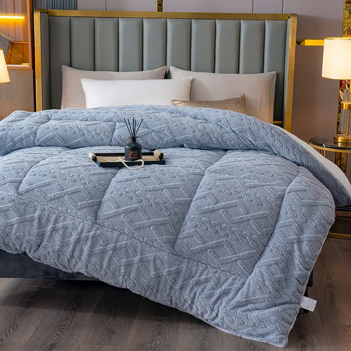 Luxury Diamond Embossed Sherpa Throw Blanket