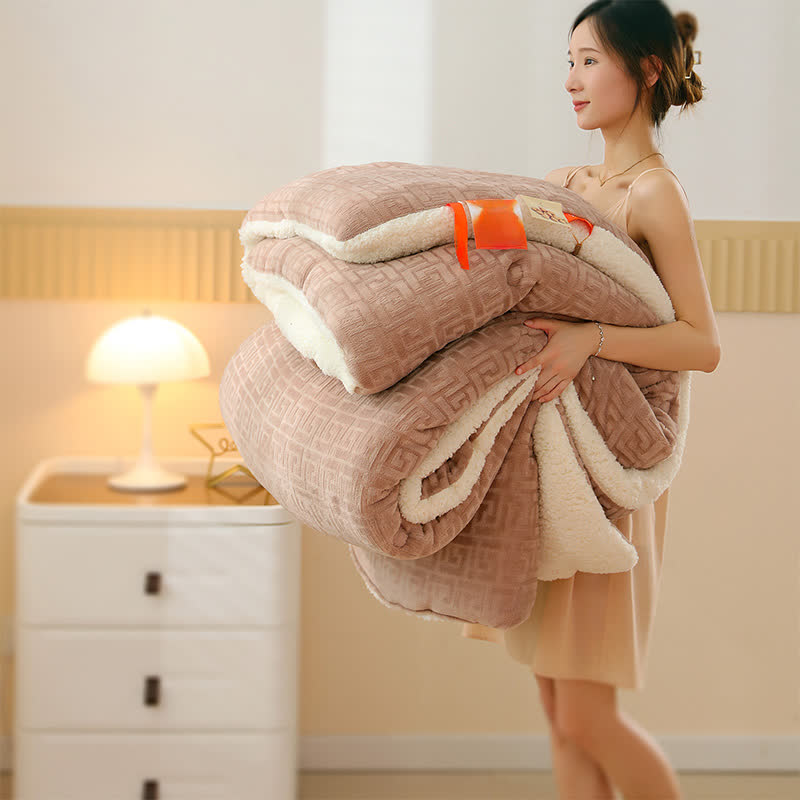 Geometric Embossed Sherpa Throw Blanket