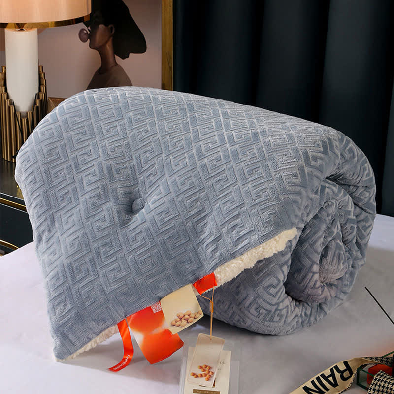 Geometric Embossed Sherpa Throw Blanket