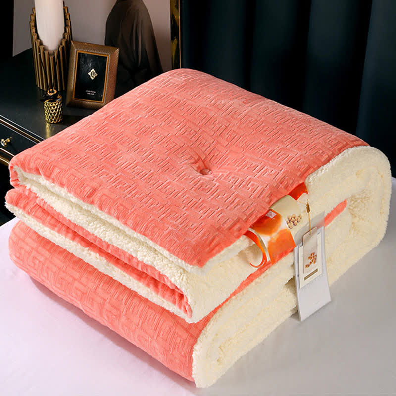 Geometric Embossed Sherpa Throw Blanket