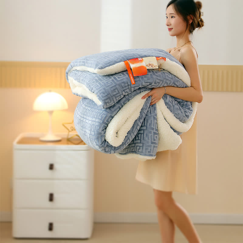 Geometric Embossed Sherpa Throw Blanket