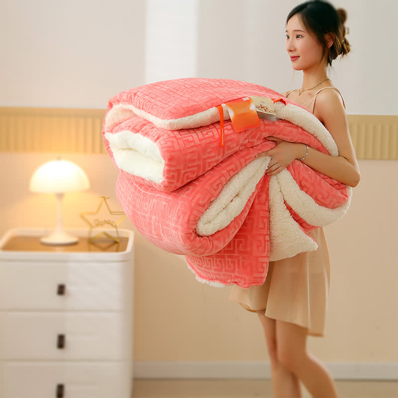 Geometric Embossed Sherpa Throw Blanket