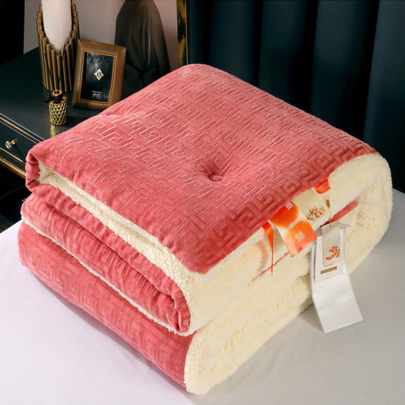 Geometric Embossed Sherpa Throw Blanket