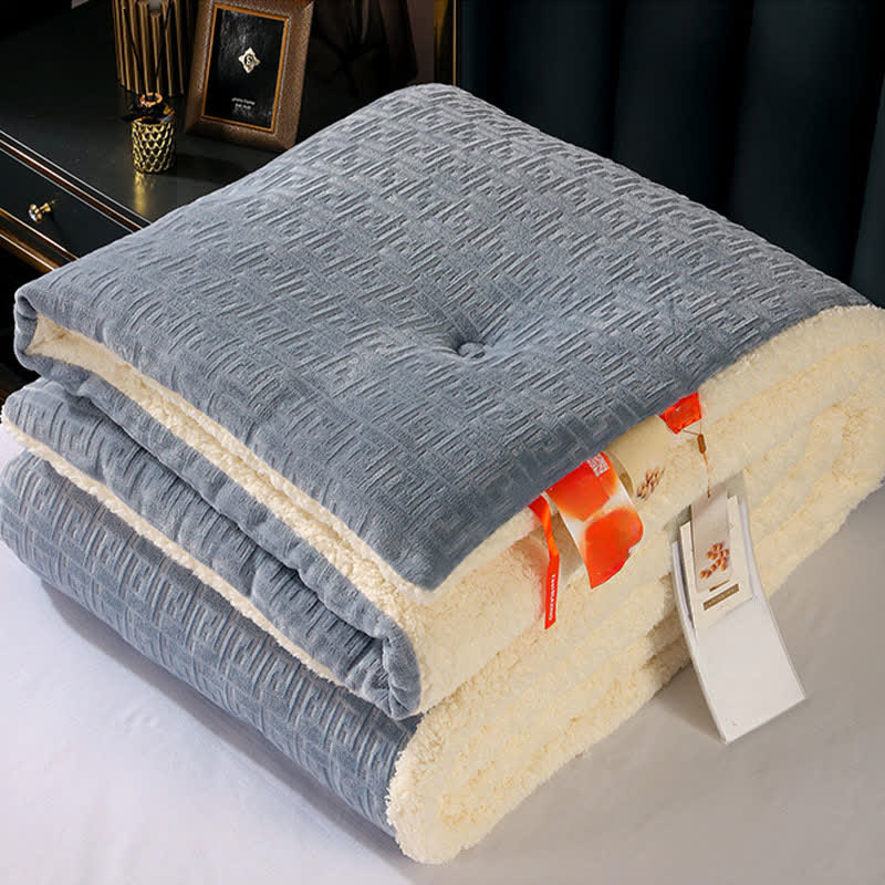 Geometric Embossed Sherpa Throw Blanket