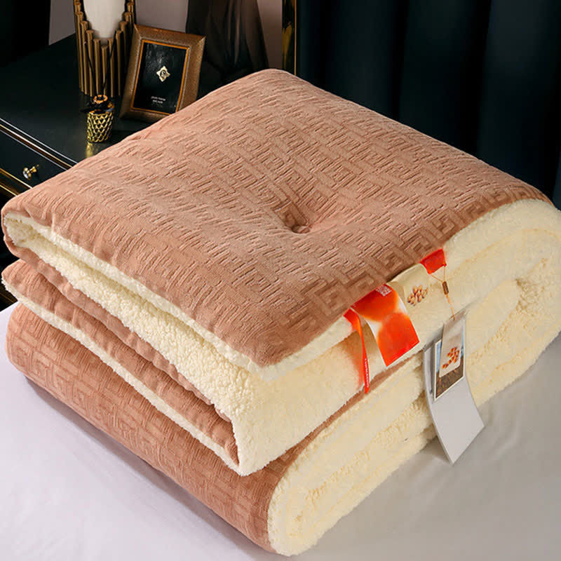 Geometric Embossed Sherpa Throw Blanket