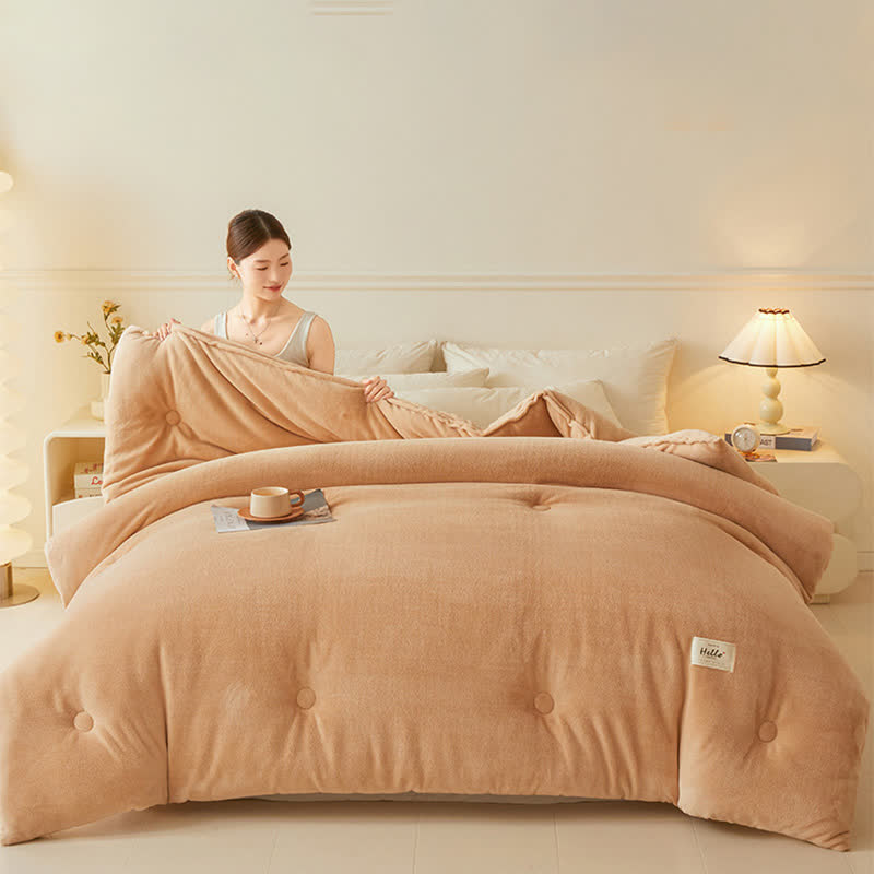 Simple Solid Color Warm Plush Blanket