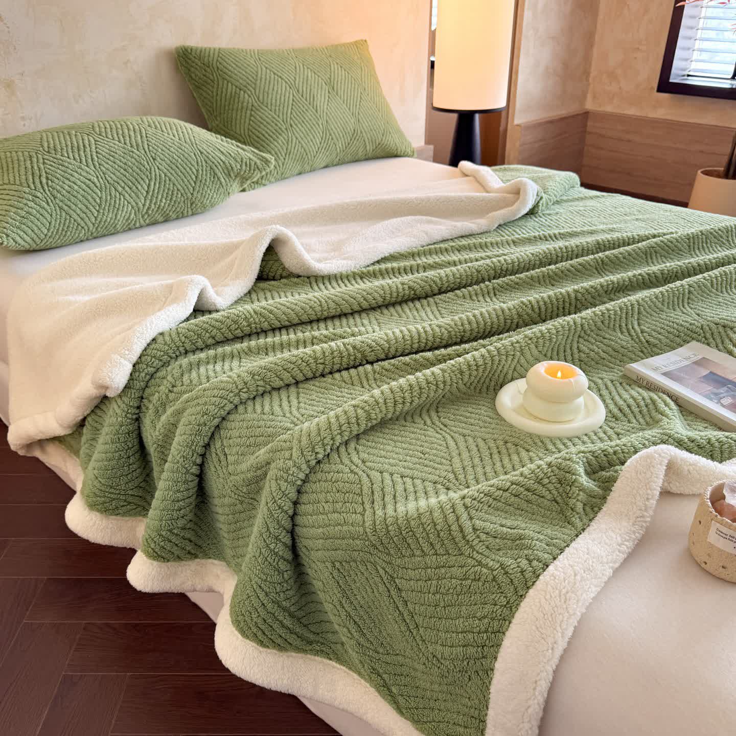 Reversible Warm Sherpa Throw Blanket