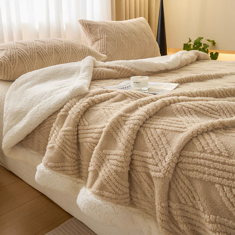 Striped Diamond Textured Warm Throw Blanket
