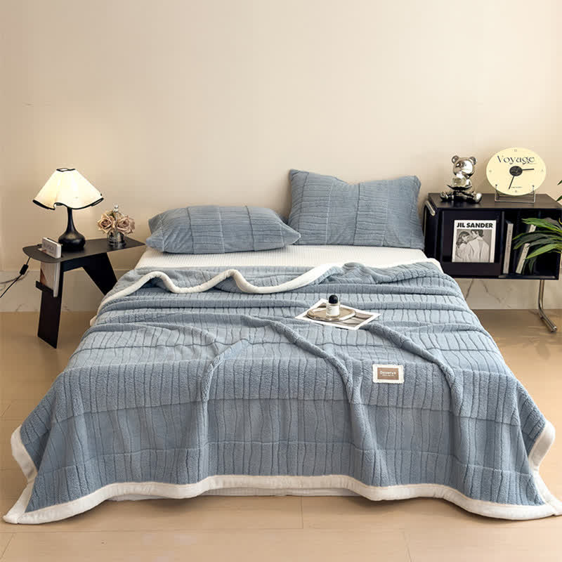 Luxe Striped Textured Warm Throw Blanket