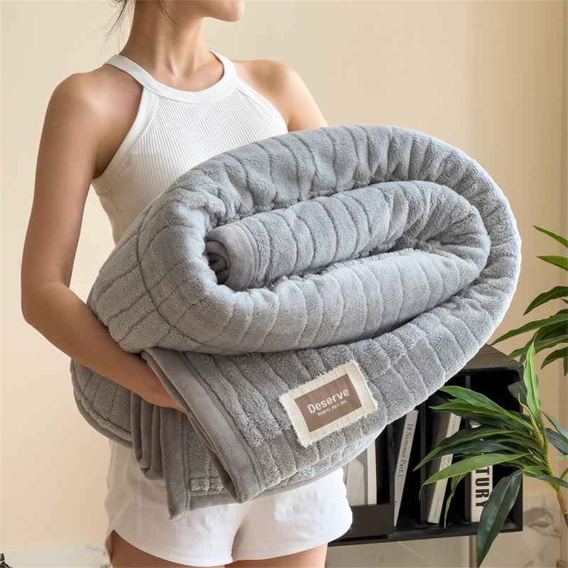 Luxe Striped Textured Warm Throw Blanket