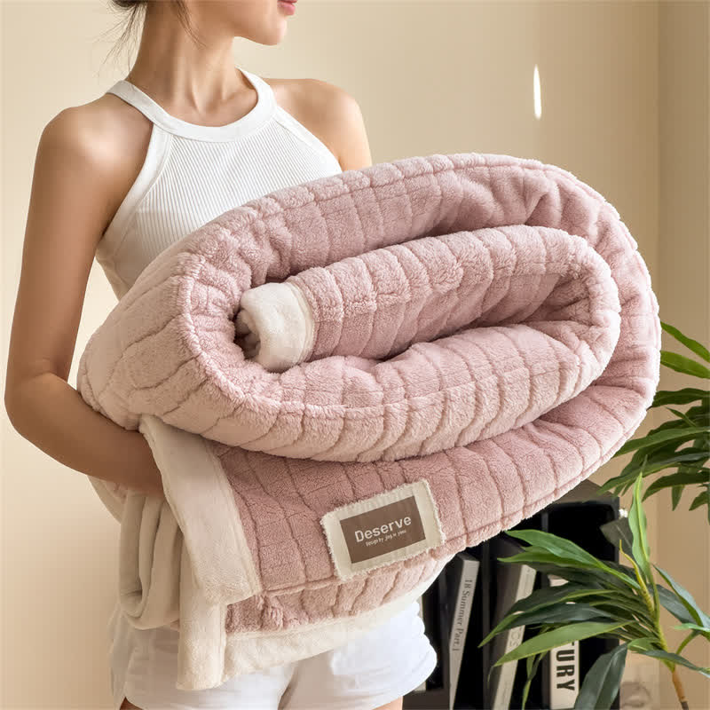 Luxe Striped Textured Warm Throw Blanket