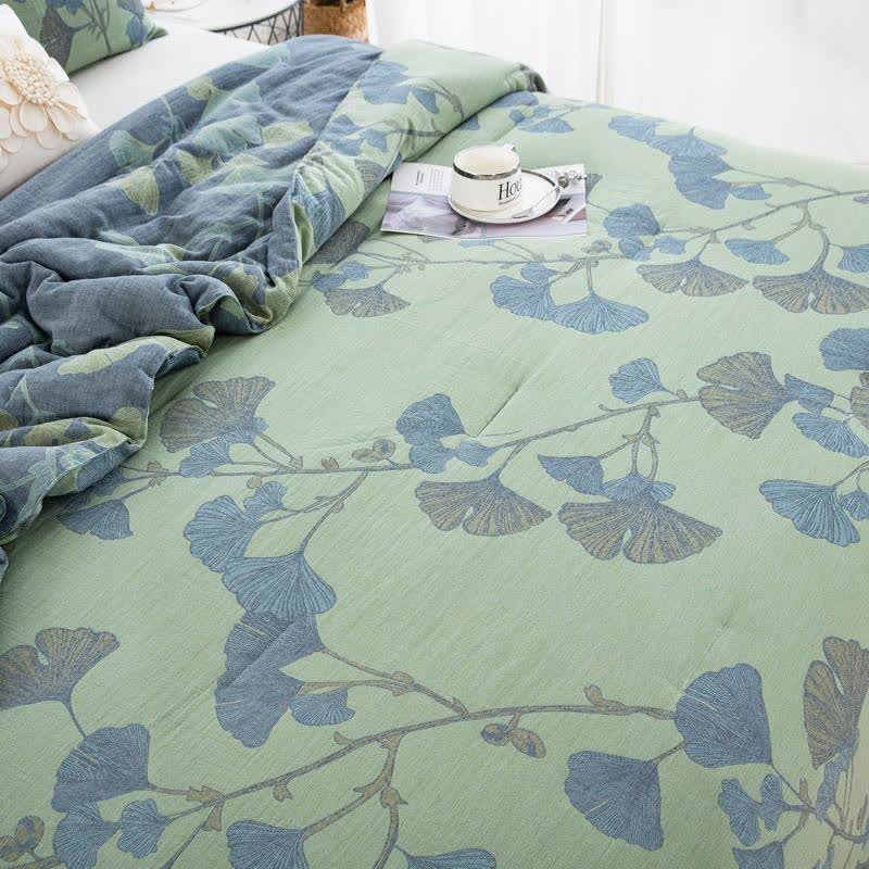 Ginkgo Leaf Cotton Gauze Reversible Bedding