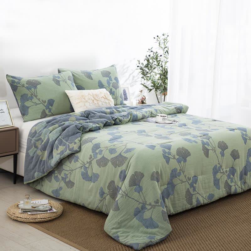 Ginkgo Leaf Cotton Gauze Reversible Bedding