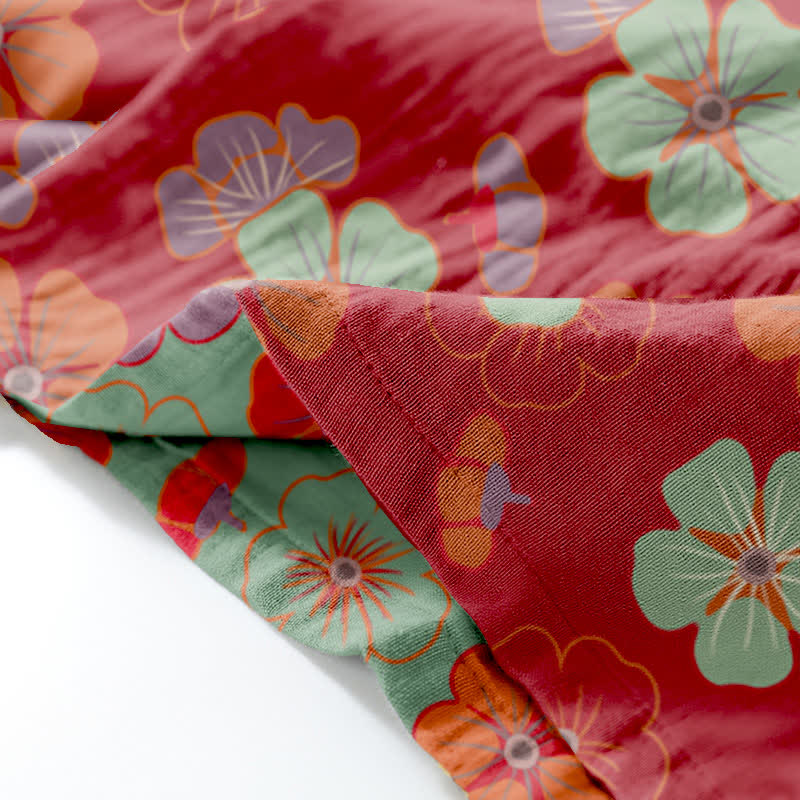 Plum Blossom Cotton Kimono Loungewear Set