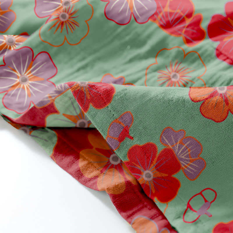 Plum Blossom Cotton Kimono Loungewear Set