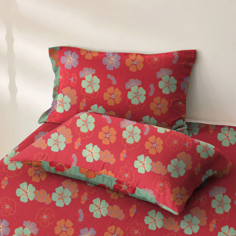 Plum Blossom Organic Cotton Sheet Bedspread