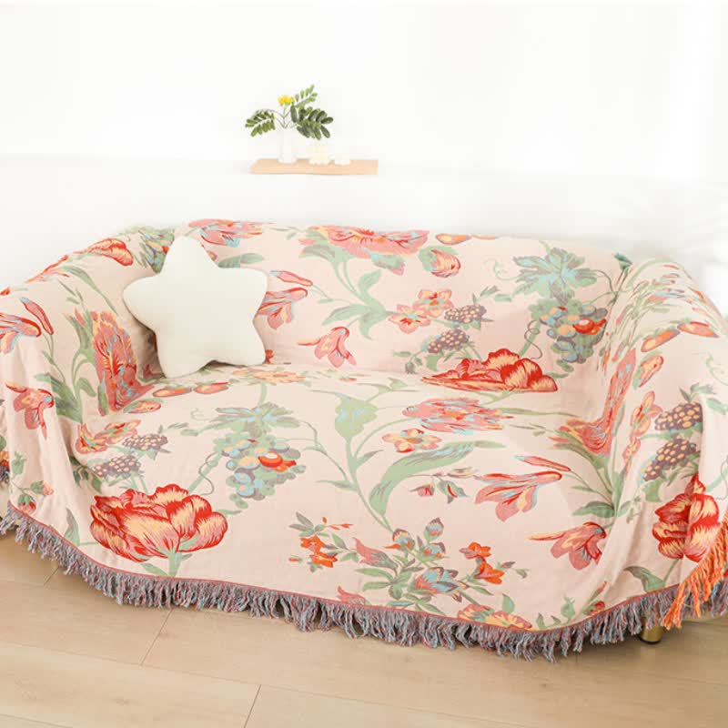 Orange Blossom Cotton Gauze Tassel Quilt