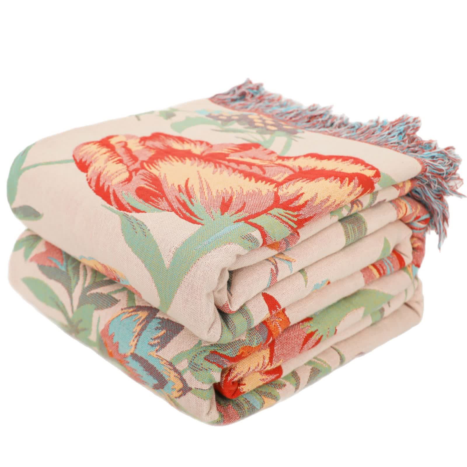 Orange Blossom Cotton Gauze Tassel Quilt