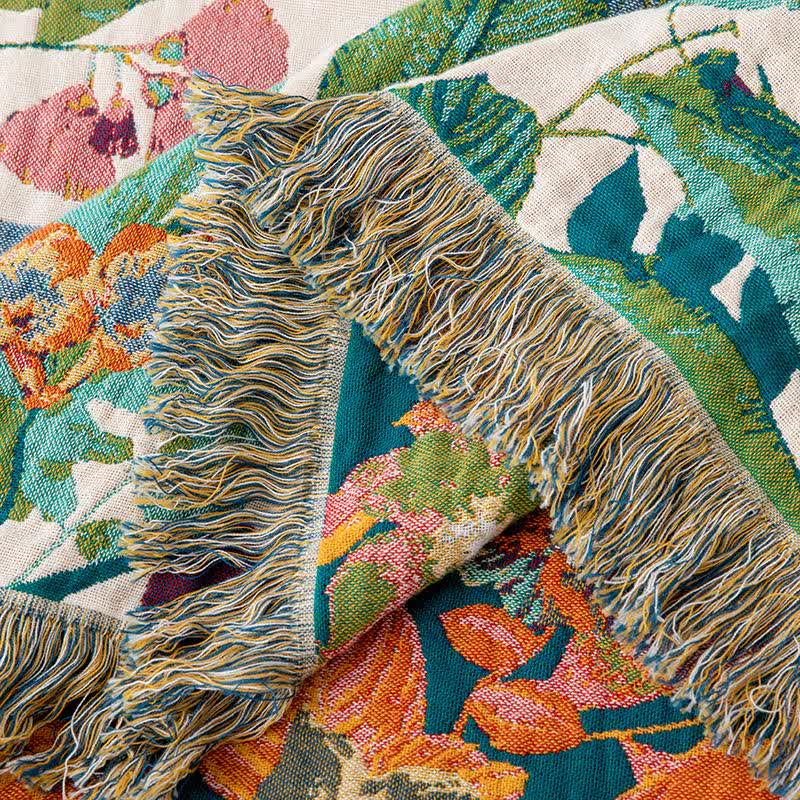 Flourish Flower Cotton Gauze Tassel Quilt