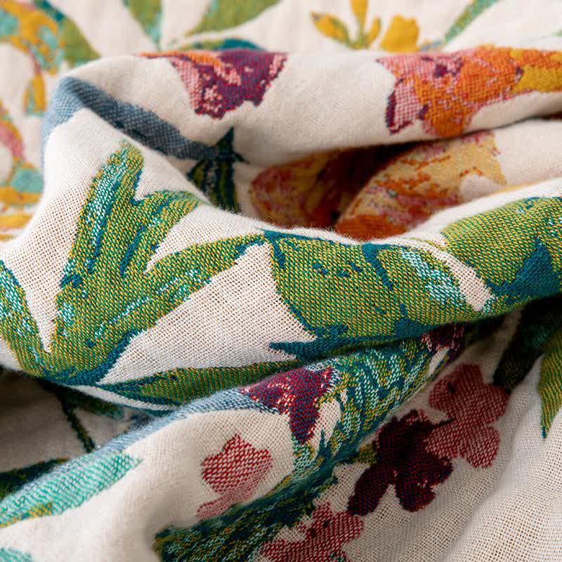 Flourish Flower Cotton Gauze Tassel Quilt