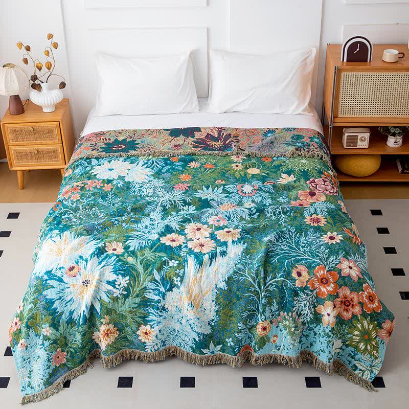 Forest Daisy Cotton Gauze Tassel Quilt