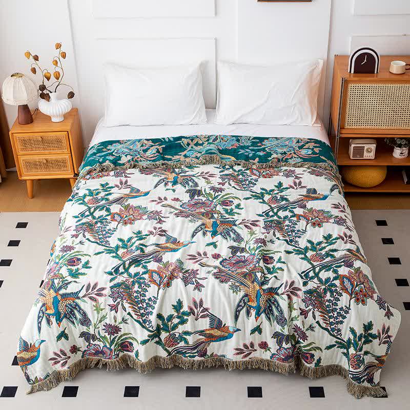 Flying Bird Cotton Gauze Tassel Quilt