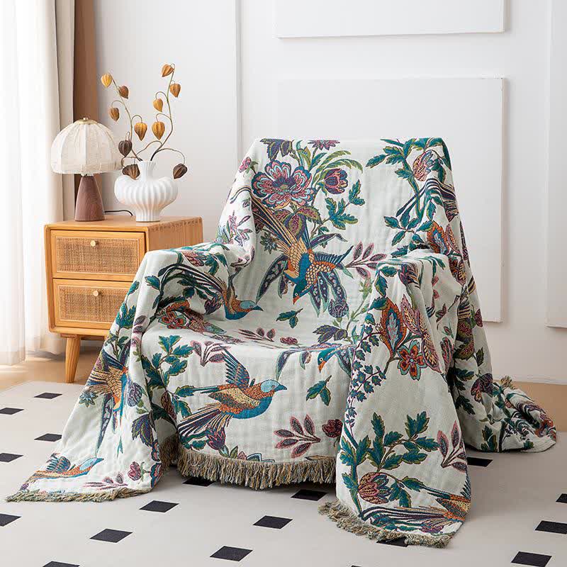 Flying Bird Cotton Gauze Tassel Quilt