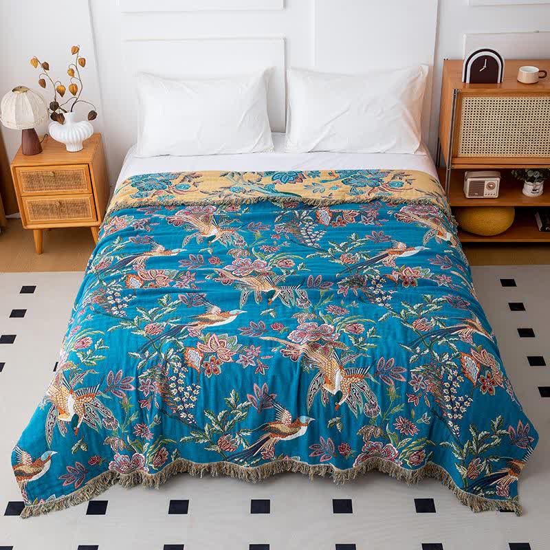 Flying Bird Cotton Gauze Tassel Quilt