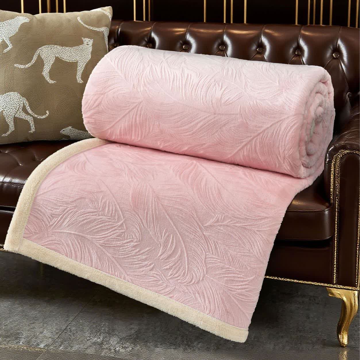 Leaf Textured Warm Throw Blanket