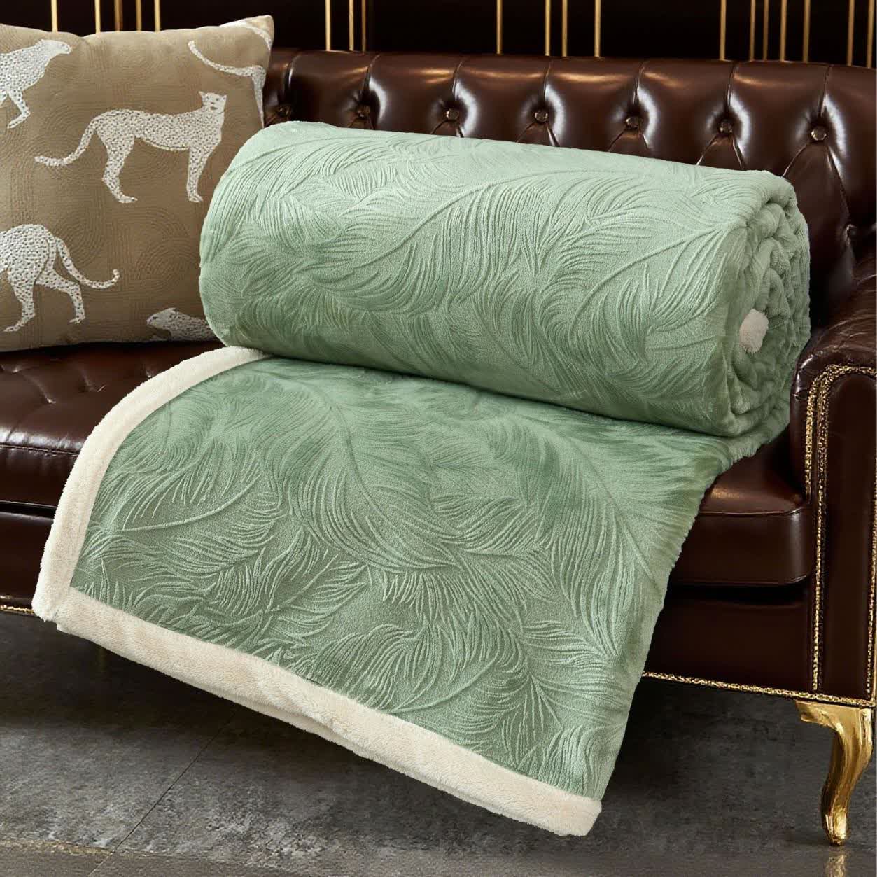 Leaf Textured Warm Throw Blanket