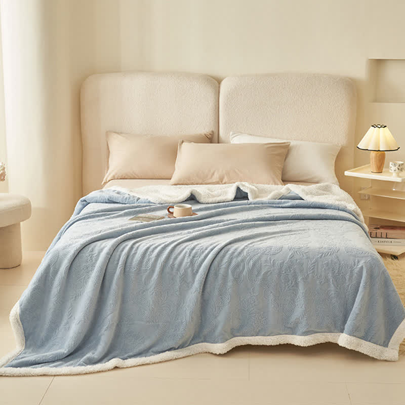 Floral Texture Jacquard Warm Throw Blanket