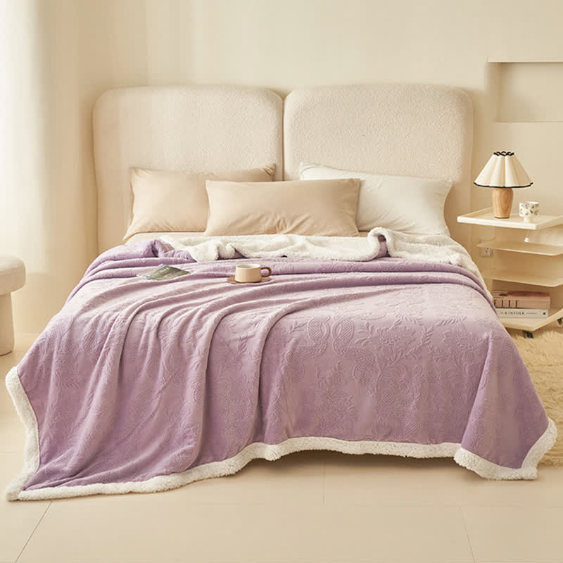Floral Texture Jacquard Warm Throw Blanket