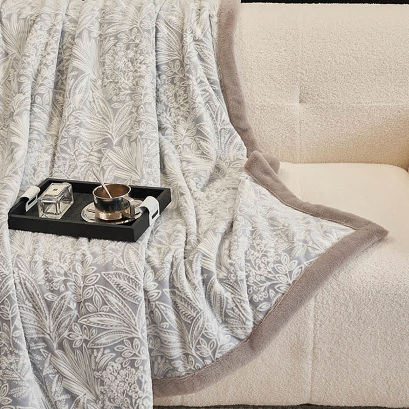 Floral Leaf Textured Warm Throw Blanket