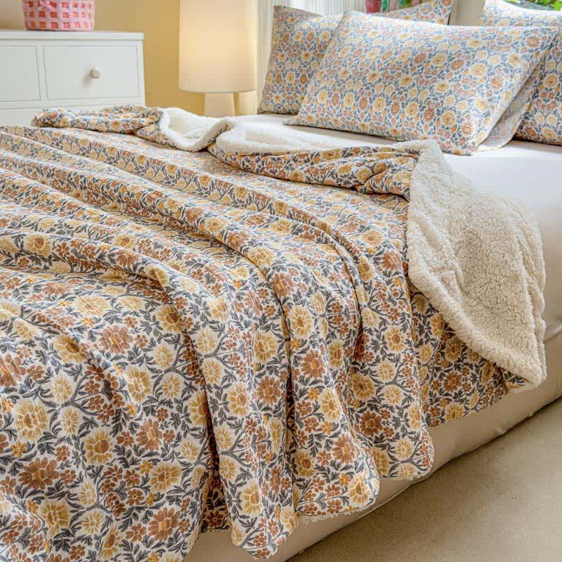 Yellow Flower Reversible Throw Blanket