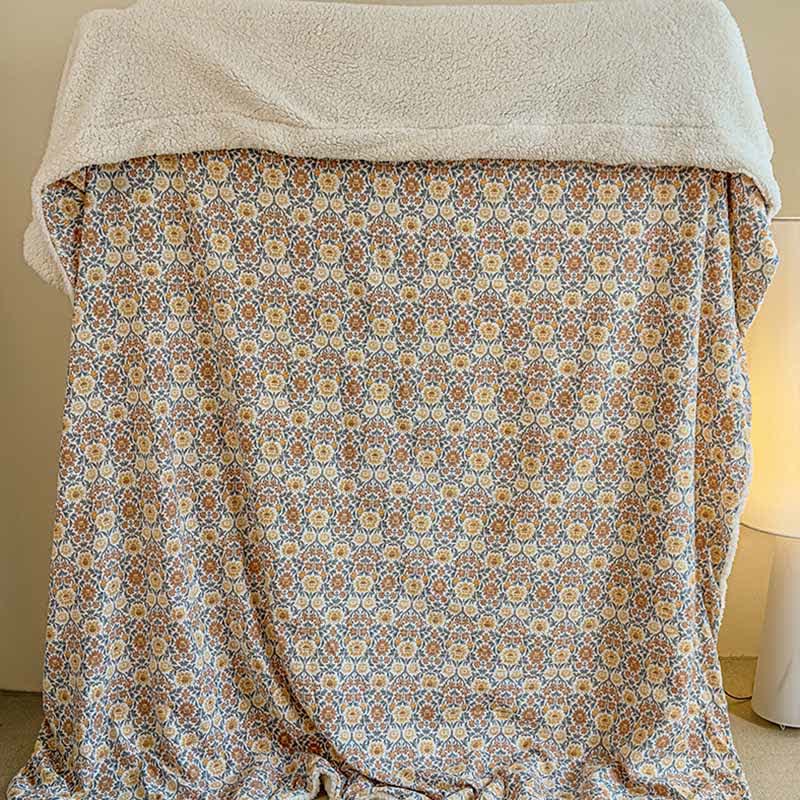 Yellow Flower Reversible Throw Blanket