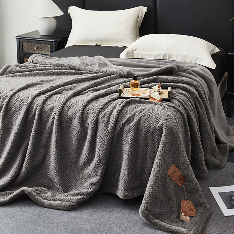 Leaf-inspired Textured Warm Throw Blanket