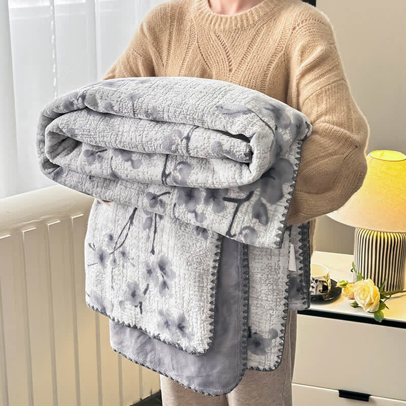 Plum Blossom Jacquard Throw Blanket