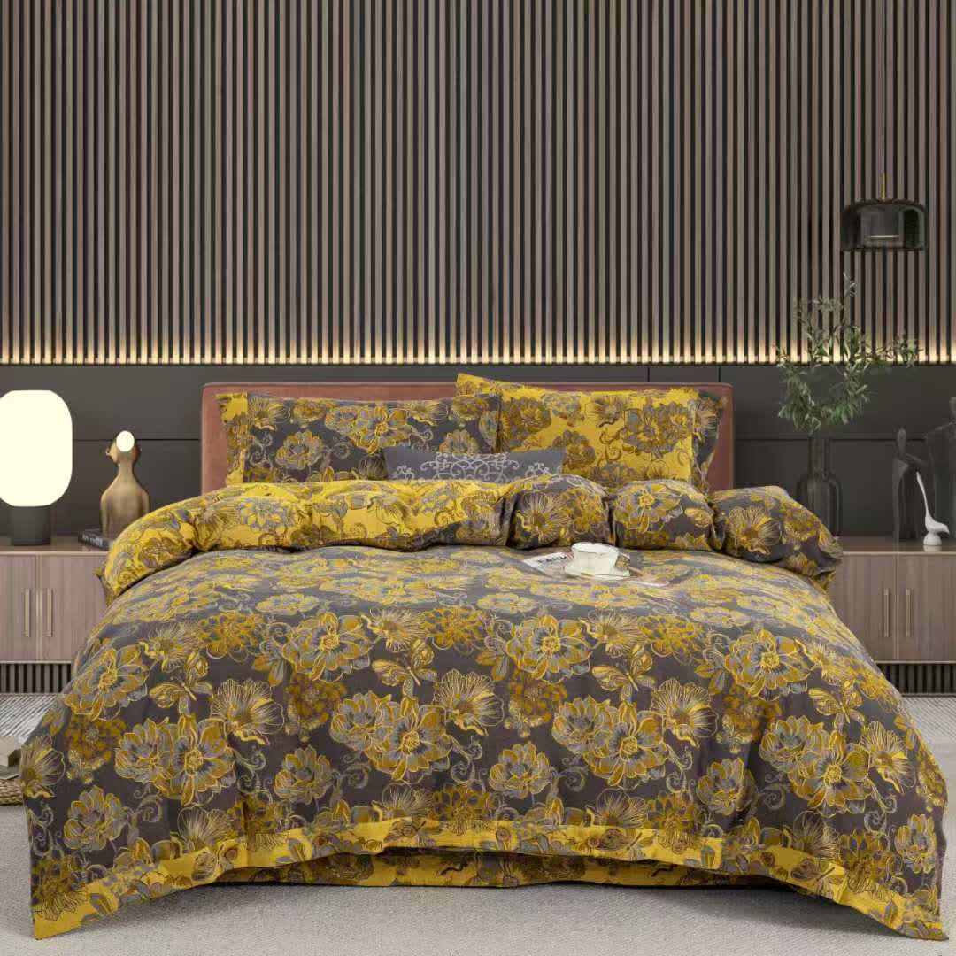 Floral Butterfly Cotton Gauze Bedding Set(4pcs)