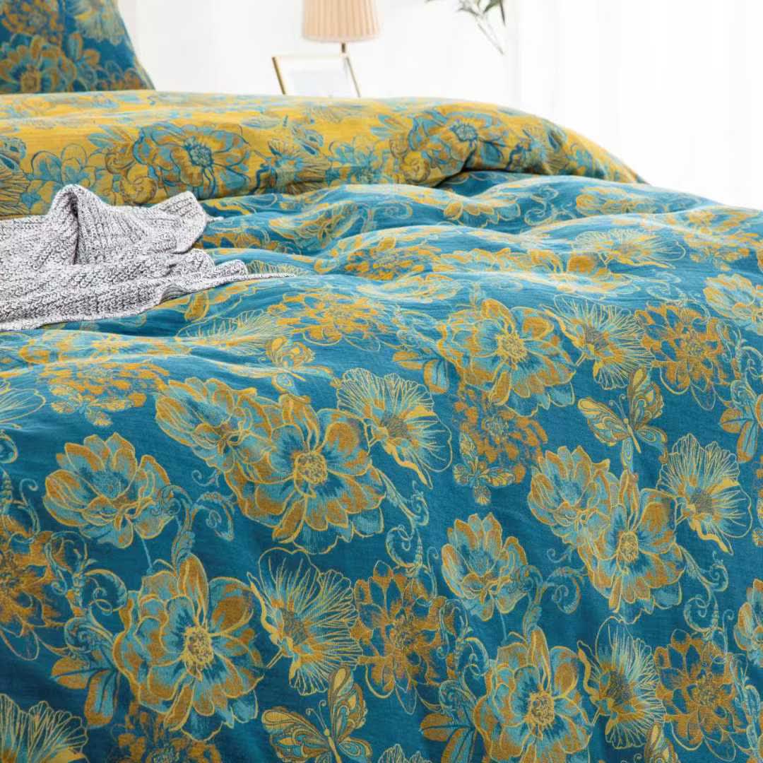 Floral Butterfly Cotton Gauze Bedding Set(4pcs)